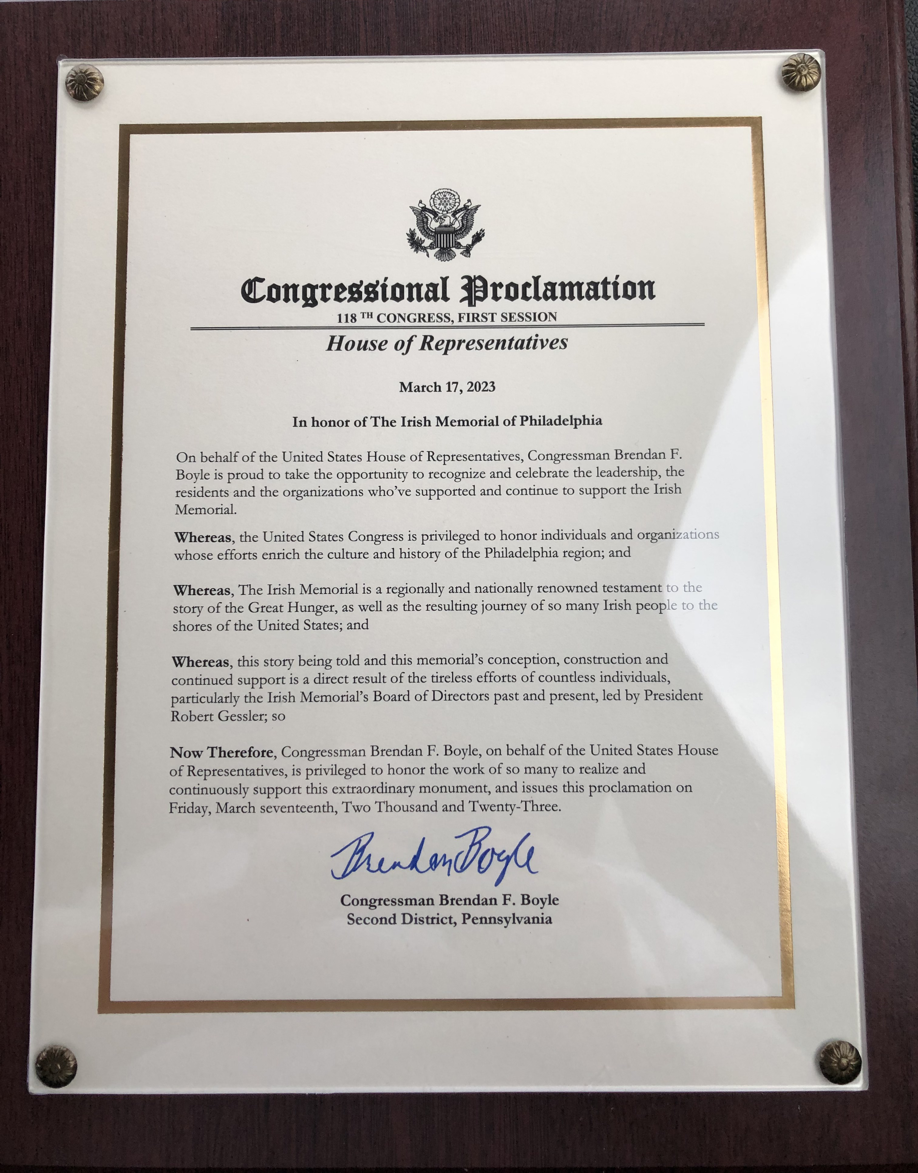 Congressional Proclamation